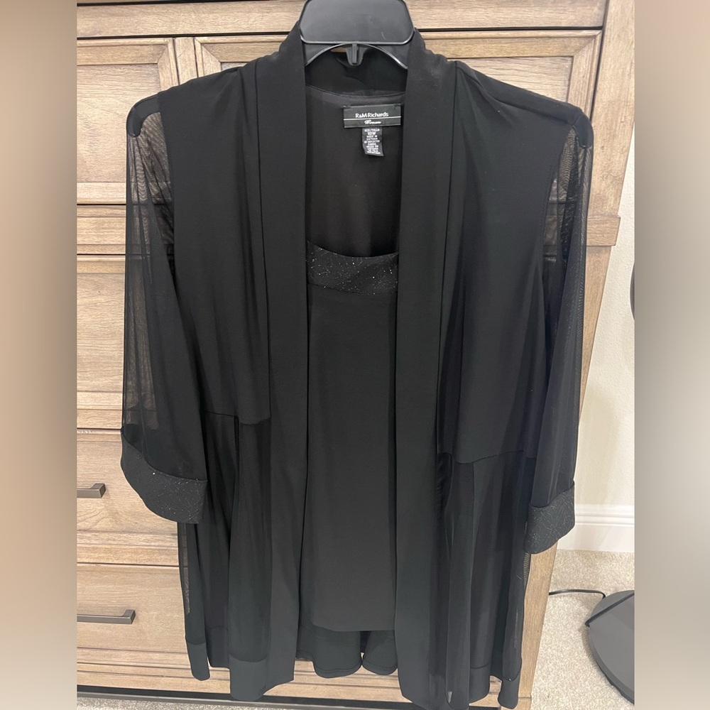 R&M Richards Black Sheer Pant Set w/ jacket and tank.